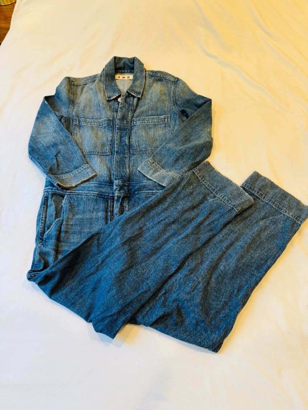 AMO utility denim jumpsuit, M. Blue wash. Button missing; priced accordingly - Picture 3 of 10